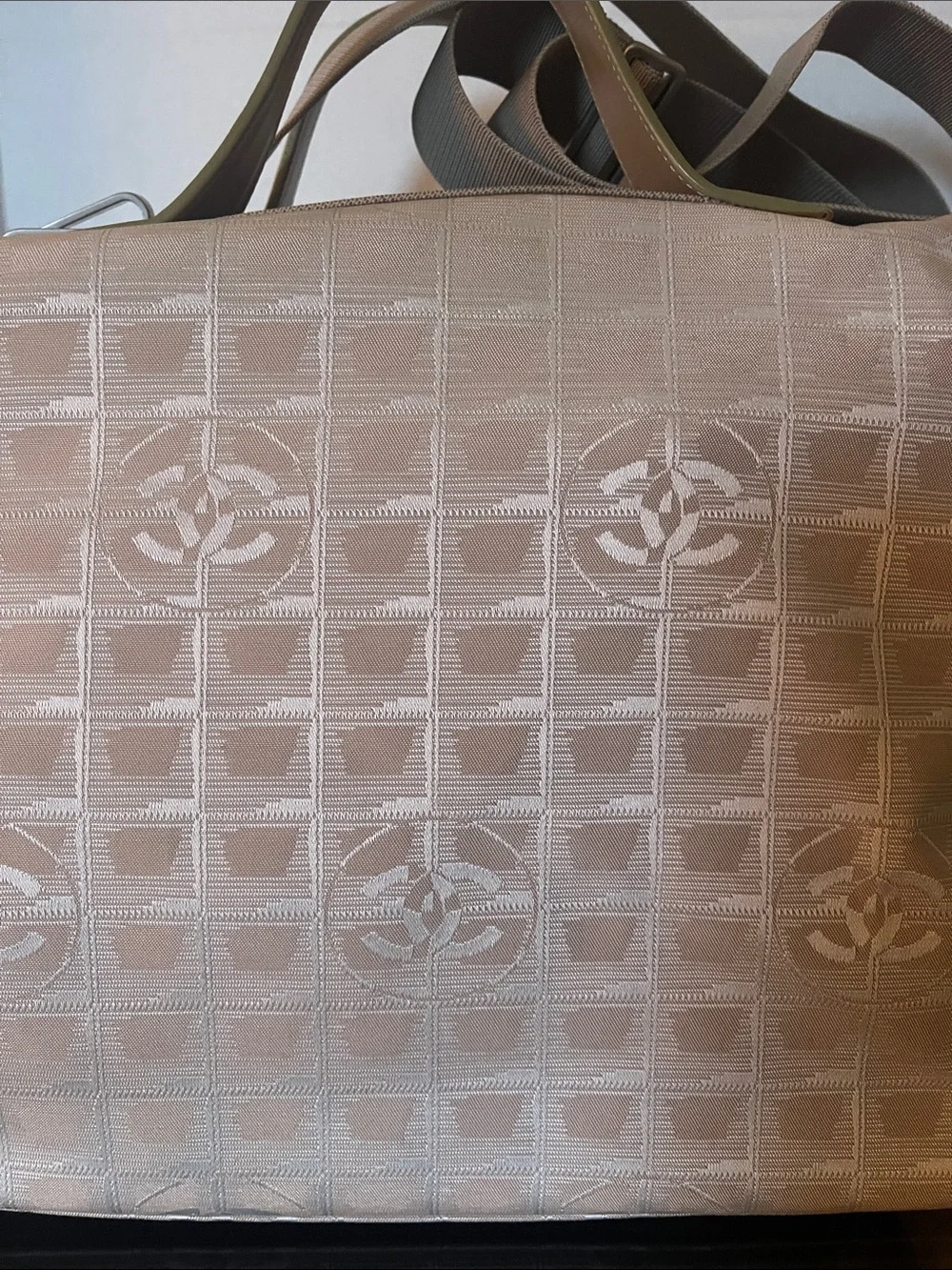 CHANEL Pink Beige Signature Logo Tote with Sling